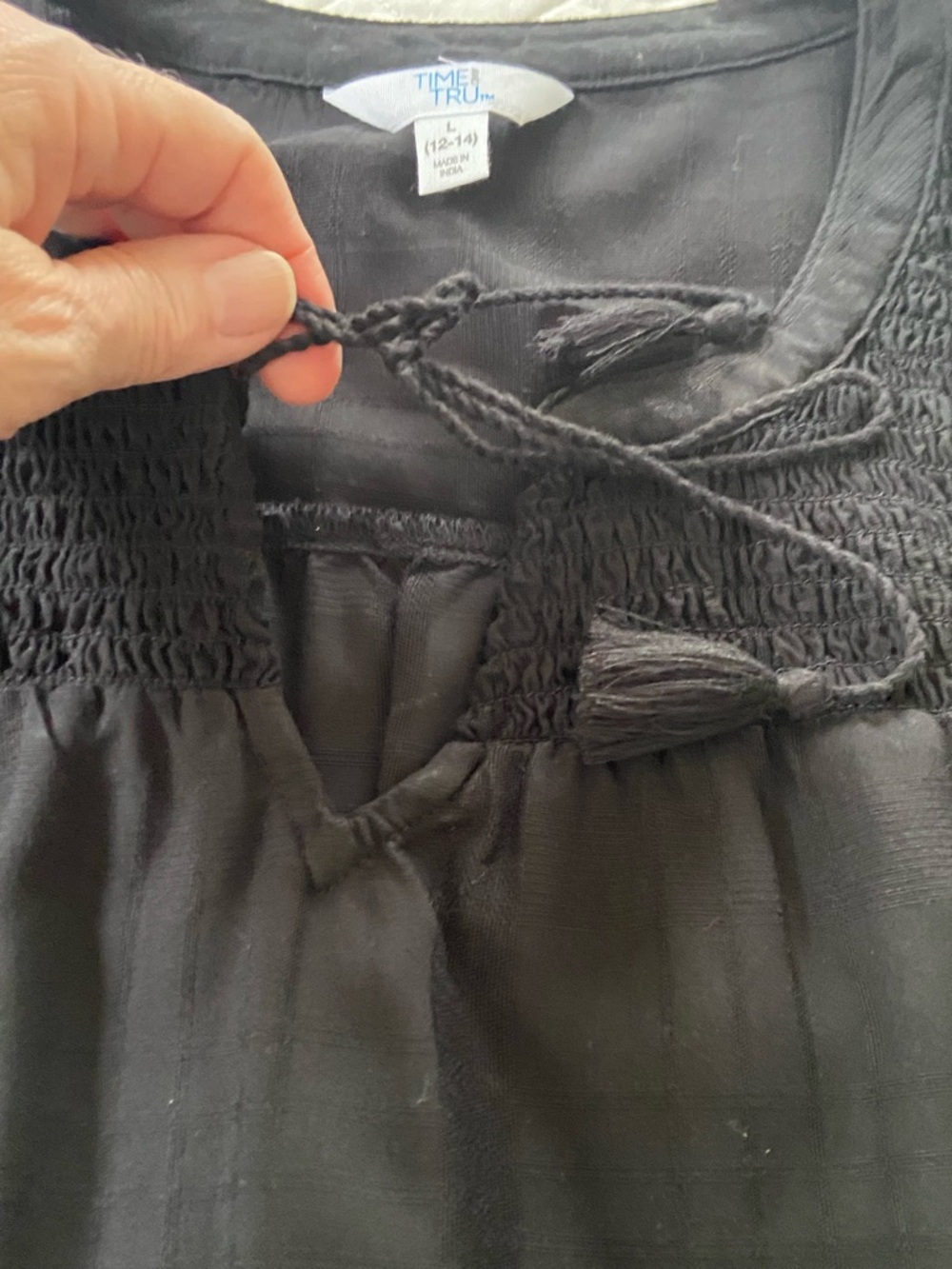 Time and Tru Black Bohemian Blouse Size L (12-14) - Picture 7 of 14